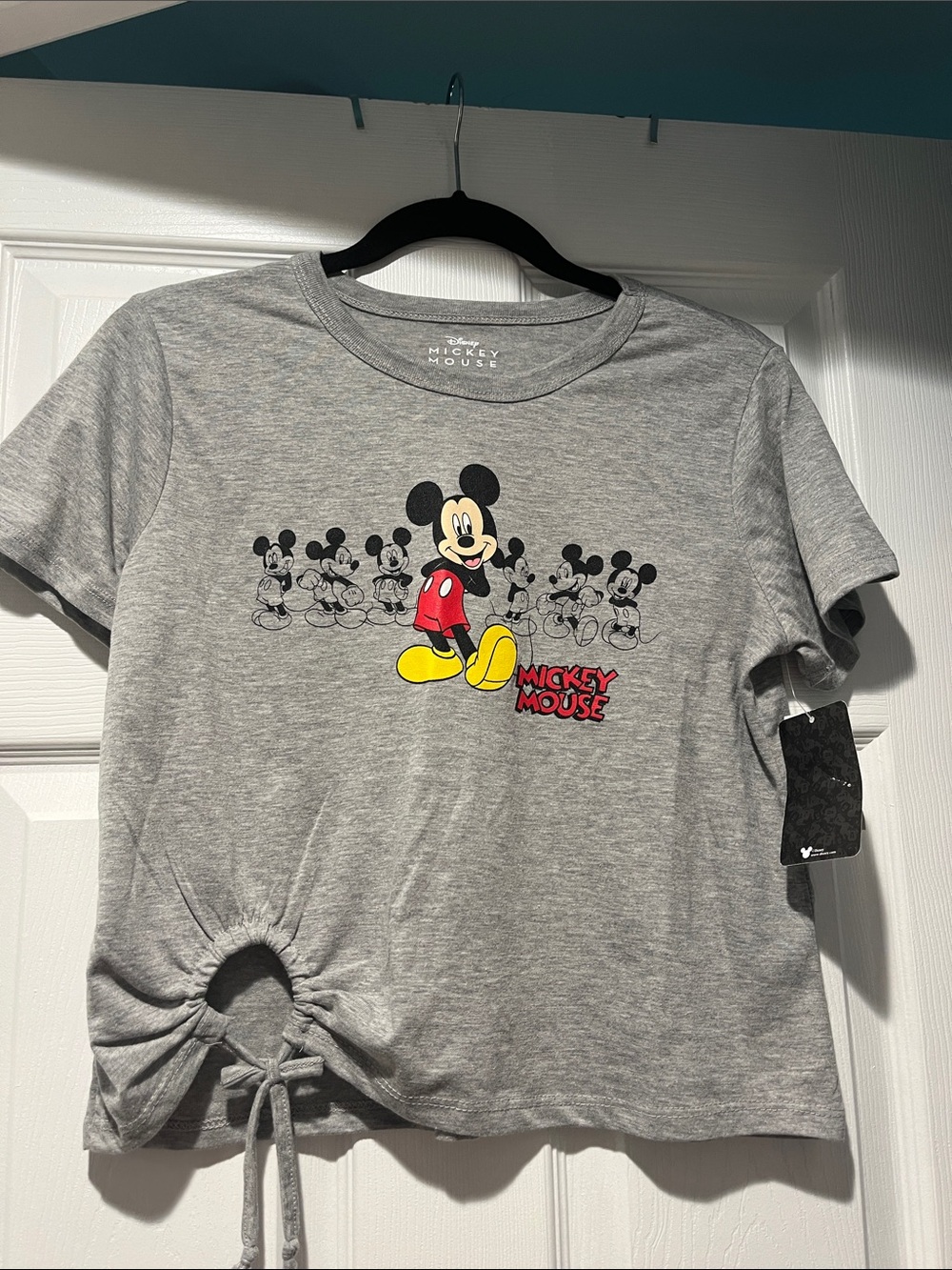 Disney Mickey Mouse Gray Short Sleeve Tee with Red and Yellow Accents